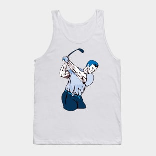 Golfer Swinging Golf Club Retro Tank Top